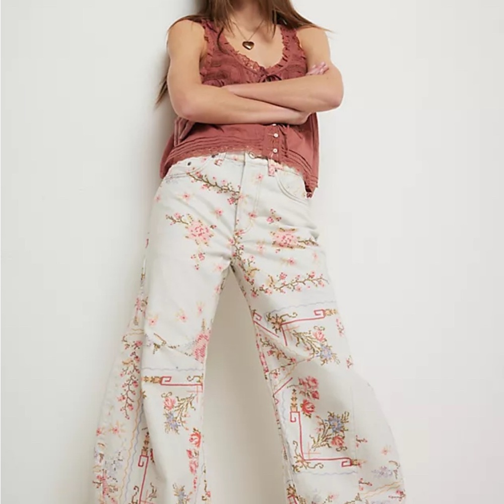 We The Free Eden Printed Slouchy Flare Jeans